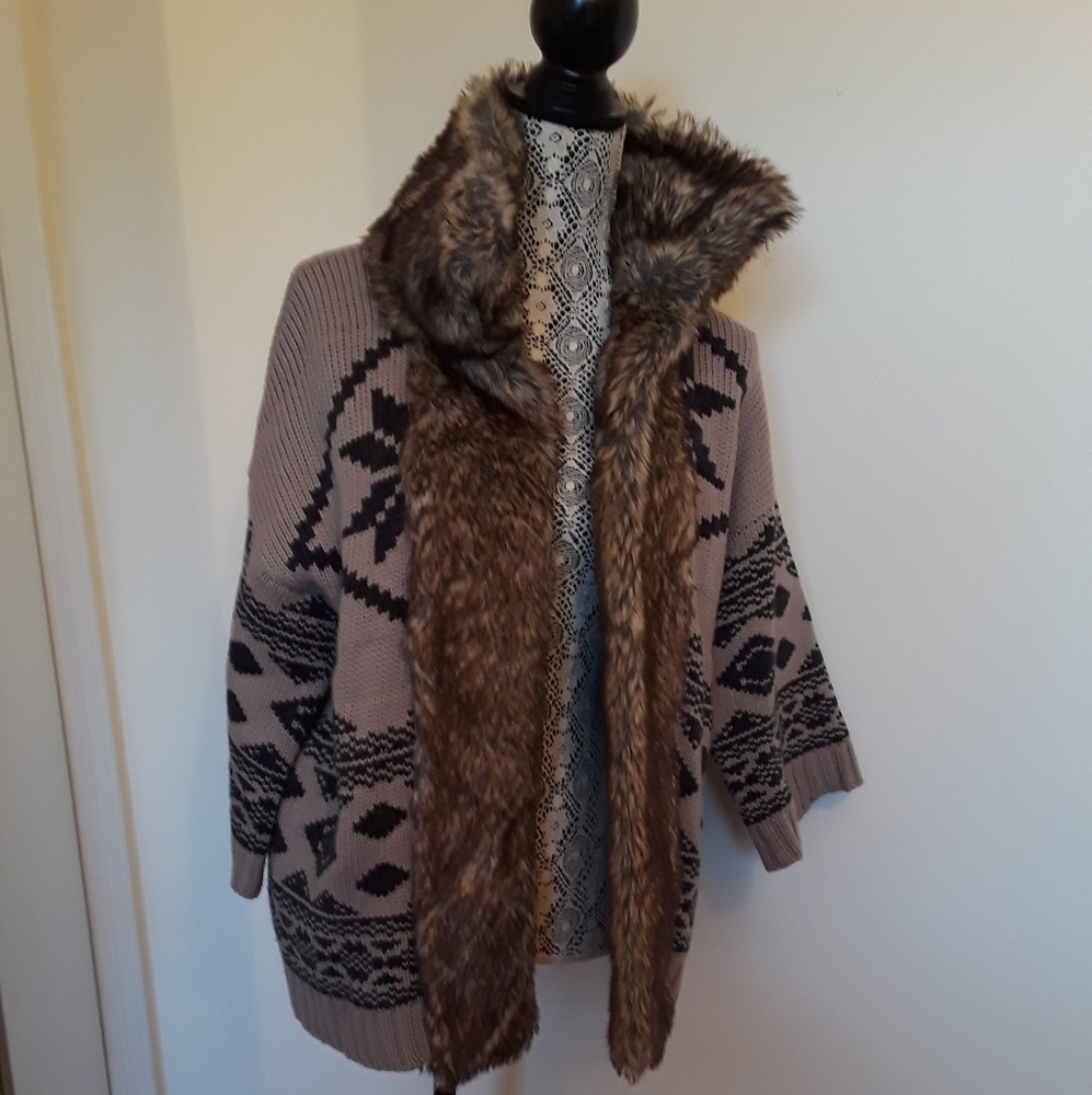 Beautiful faux fur lined sweater